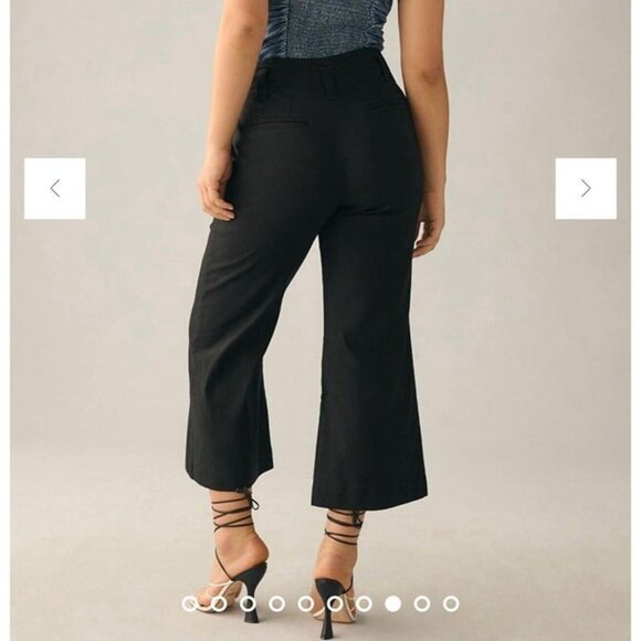 The Naomi Cropped Wide-Leg Black Stretch Flared Pants by Maeve Anthropologie 14 - Picture 2 of 12